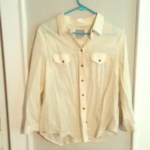 Button Down Maeve Blouse - Yellow Polka Dot